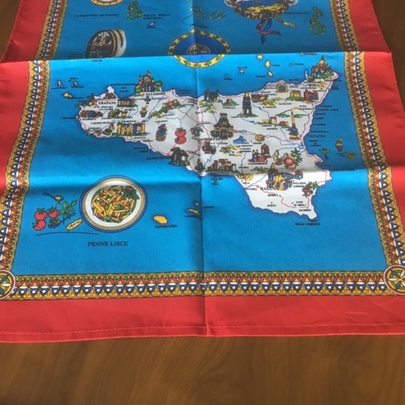 NEW ITALIAN TEA TOWEL SOUVENIR SICILIA COTTON TEA TOWEL 33 1/2” x 23” - Picture 3 of 9